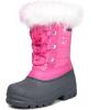 K KomForme Boys & Girls Snow Boots Insulated Fur Lined Warm Anti-Slip Waterproof Winter Boot (Toddler/Little Kid/Big Kid)(Pink)