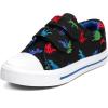 K KomForme Canvas Toddler Sneakers Baby Boys and Girls Shoes with Adjustable Hook and Loop(Aa-black Dinosaur)