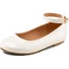 K KomForme Girl’s Ballerina Flat Ankle Strap Dress Ballet Flat Shoes（Toddler/Little Kid/Big Kid）(Ivory White)