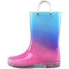 K KomForme Girls Boys Rain Boots Waterproof with Easy on Handles for Toddler/Little Kid/Big Kid(Blue-pink)
