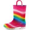 K KomForme Girls Boys Rain Boots Waterproof with Easy on Handles for Toddler/Little Kid/Big Kid(Rainbow)