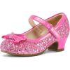 K KomForme Girl’s Dress Shoes Mary Jane Glitter 1.5 in Low Heel Wedding Party Princess Shoes for Toddler/Little/Big Kids(Candy Pink)