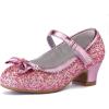 K KomForme Girl’s Dress Shoes Mary Jane Glitter 1.5 in Low Heel Wedding Party Princess Shoes for Toddler/Little/Big Kids(Pink)