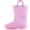 K KomForme Girls Rain Boots,Kids Glitter Waterproof Boots with Easy-on Handles(Pink)