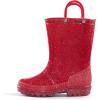 K KomForme Girls Rain Boots,Kids Glitter Waterproof Boots with Easy-on Handles(Red)