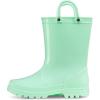 K KomForme Kids Girls & Boys Rain Boots with Easy-on Handles Waterproof Outdoors(Lightg Green)