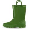 K KomForme Kids Girls & Boys Rain Boots with Easy-on Handles Waterproof Outdoors(Olive Green)