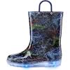K KomForme Kids Rain Boots, Waterproof Light up Boots with Easy-on Handles(Colorful Dinosaur)