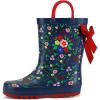 K KomForme Kids Rain Boots Waterproof Printed Rubber boots with Handles(Beautiful Garden)