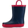 K KomForme Kids Rain Boots Waterproof Printed Rubber boots with Handles(Navy)