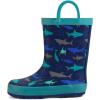 K KomForme Kids Rain Boots Waterproof Printed Rubber boots with Handles(Ocean World)