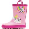 K KomForme Kids Rain Boots Waterproof Printed Rubber boots with Handles(Pink Panda)