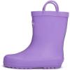K KomForme Kids Rain Boots, Waterproof Rubber Matte Boots with Easy-on Handles(Light Purple)