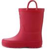 K KomForme Kids Rain Boots, Waterproof Rubber Matte Boots with Easy-on Handles(Red)
