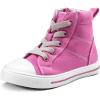 K KomForme Kids Sneakers for Boys and Girls Toddler Canvas High Top Walking Causal Shoes with Zipper(Pink)