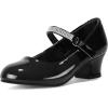 K KomForme Mary Jane Shoes with Low Heel Rhinestones Princess Flats Dress Pump Shoes for Little Kid/Big Kid(Black)