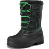 K KomForme Snow Boots for Boys Insulated Waterproof Fur Lined Warm Shoes for Outdoor (Toddler/Little Kid/Big Kid)(Black/Green)