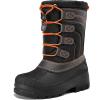 K KomForme Snow Boots for Boys Insulated Waterproof Fur Lined Warm Shoes for Outdoor (Toddler/Little Kid/Big Kid)(Black/Grey/Orange)