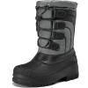 K KomForme Snow Boots for Boys Insulated Waterproof Fur Lined Warm Shoes for Outdoor (Toddler/Little Kid/Big Kid)(Grey/Black)