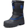 K KomForme Snow Boots for Boys & Girls Warm Waterproof Slip Resistant Winter Shoes (Toddler/Little Kid/Big Kid)(Black-blue)