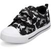 K KomForme Toddler Boys & Girls Shoes Kids Canvas Sneakers with Cartoon Dual Hook and Loops(Black)