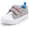 K KomForme Toddler Boys & Girls Shoes Kids Canvas Sneakers with Cartoon Dual Hook and Loops(Colorful Knit)