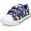 K KomForme Toddler Boys & Girls Shoes Kids Canvas Sneakers with Cartoon Dual Hook and Loops(Navy Dinosaur)