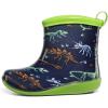 K KomForme Toddler Rain Boots Baby Easy-on Rain Shoes Lightweight Waterproof for Boys and Girls(Green Dinosaur Bones)