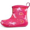 K KomForme Toddler Rain Boots Baby Easy-on Rain Shoes Lightweight Waterproof for Boys and Girls(Pink Unicorn)