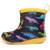 K KomForme Toddler Rain Boots Baby Easy-on Rain Shoes Lightweight Waterproof for Boys and Girls(Yellow Dinosaur)