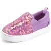 K KomForme Toddler Slip on Sneakers Girls Sparkle Sequins Canvas Walking Shoes(Purple)