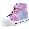 K KomForme Toddler Sneakers Girls Canvas High Top Walking Shoes with Hook and Loops(Colorful)