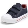 K KomForme Toddler Sneakers for Boys and Girls Dual Hook and Loops Sneakers Baby Canvas Shoes(Dark Blue)