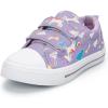 K KomForme Toddler Sneakers for Boys and Girls Dual Hook and Loops Sneakers Baby Canvas Shoes(Purple Unicorn)