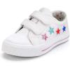 K KomForme Toddler Sneakers for Boys and Girls Dual Hook and Loops Sneakers Baby Canvas Shoes(White New)