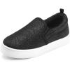 K KomForme Toddler Sneakers for Girls Boys Slip On Canvas Walking Shoes(Black Glitter)