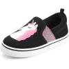 K KomForme Toddler Sneakers for Girls Boys Slip On Canvas Walking Shoes(Black With Pink)