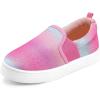 K KomForme Toddler Sneakers for Girls Boys Slip On Canvas Walking Shoes(Gradient Glitter)