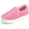 K KomForme Toddler Sneakers for Girls Boys Slip On Canvas Walking Shoes(Pink)