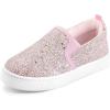 K KomForme Toddler Sneakers for Girls Boys Slip On Canvas Walking Shoes(Pink Glitter)