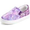 K KomForme Toddler Sneakers for Girls Boys Slip On Canvas Walking Shoes(Purple Glitter)