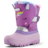 imageK KomForme Waterproof Girls Snow Boots with Faux Fur Lining Warm Winter Shoes for Kids ToddlerLittle KidBig KidPurple Unicorn