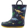 mysoft Kids Rain Boots for Girls Boys Toddler Waterproof Rubber Cute Printed with Easy-On Handles(Dinosaurs Park)