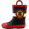 mysoft Kids Rain Boots for Girls Boys Toddler Waterproof Rubber Cute Printed with Easy-On Handles(Fire Chief)