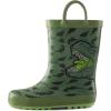 mysoft Kids Rain Boots for Girls Boys Toddler Waterproof Rubber Cute Printed with Easy-On Handles(Green Dinosaur)
