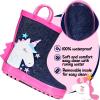 mysoft Kids Rain Boots for Girls Boys Toddler Waterproof Rubber Cute Printed with Easy-On Handles(A-blue Unicorn)