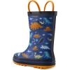 mysoft Kids Rain Boots for Girls Boys Toddler Waterproof Rubber Cute Printed with Easy-On Handles(Blue Dinosaurs)