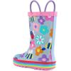 mysoft Kids Rain Boots for Girls Boys Toddler Waterproof Rubber Cute Printed with Easy-On Handles(Colorful Flower)