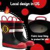 mysoft Kids Rain Boots for Girls Boys Toddler Waterproof Rubber Cute Printed with Easy-On Handles(Fire Chief)