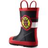 mysoft Kids Rain Boots for Girls Boys Toddler Waterproof Rubber Cute Printed with Easy-On Handles(Fire Chief)